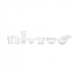 Mise en bouche plastique PS transparent décor "Ruban" 40 ml Diam: 4,3 cm 4,3 x 5,5 cm x 15 unités