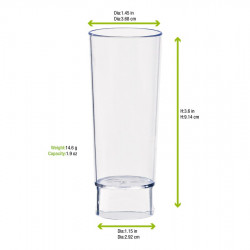 Verre plastique PS transparent 90 ml Diam: 3,5 cm 3,5 x 9,1 cm x 6 unités