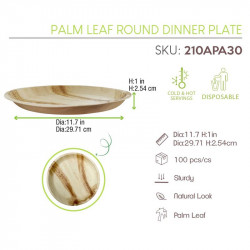 Assiette ronde en palmier Diam: 30 cm 30 x 26,5 x 3,5 cm x 25 unités