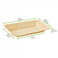 Assiette rectangulaire en bois "Scandinavie" 19 x 14 x 1,8 cm x 25 unités