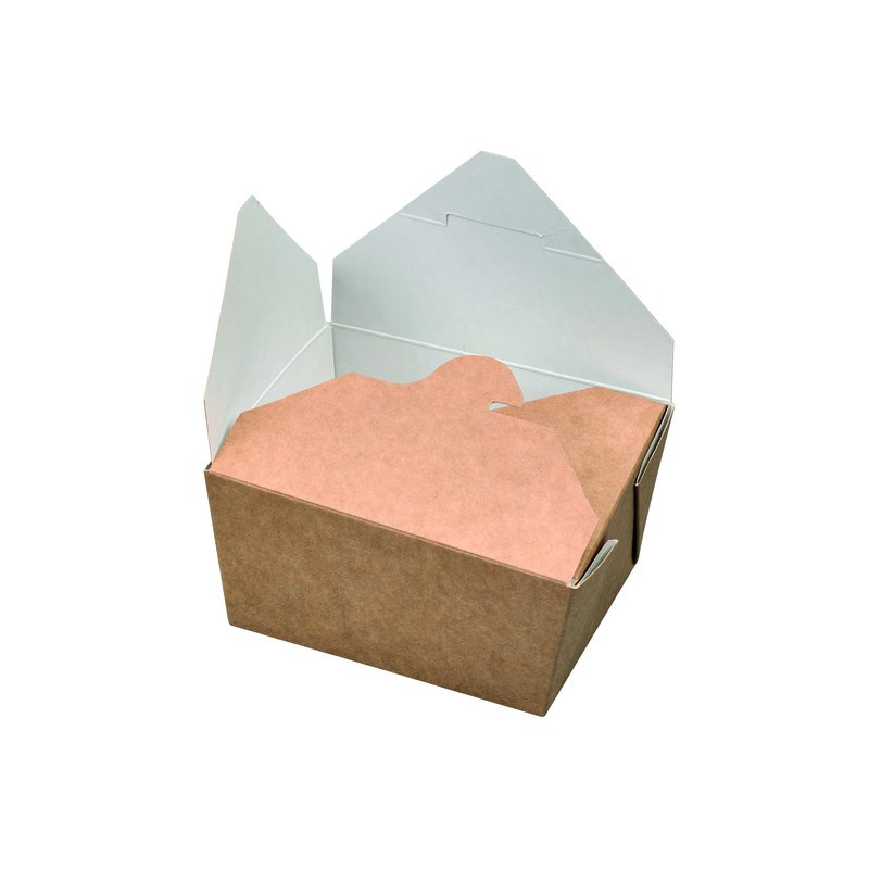 Boîte repas carton kraft ingraissable 650 ml 13 x 10,5 x 6,5 cm x 50 unités