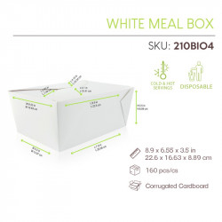 Boîte repas carton blanc 2 300 ml 21,5 x 16 x 9 cm x 40 unités