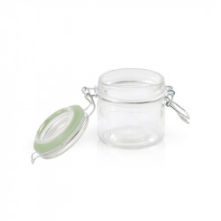 Mini bocal en verre avec joint silicone vert clair 100 ml Diam: 5,8 cm 5,8 x 5,8 x 7 cm x 12 unités