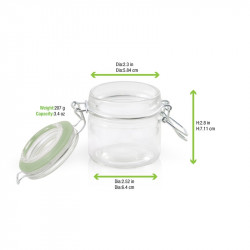Mini bocal en verre avec joint silicone vert clair 100 ml Diam: 5,8 cm 5,8 x 5,8 x 7 cm x 12 unités