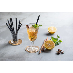 Paille bambou noire pour cocktail 14,5 cm x 25 unités