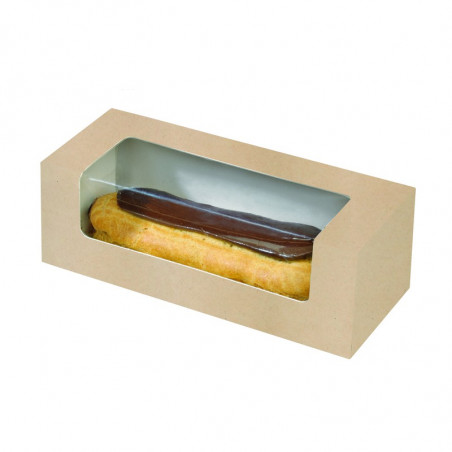 Boîte carton à fenêtre PLA pour éclair ou macaron 15 x 6 x 5 cm x 50 unités