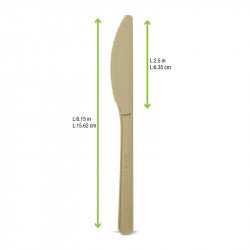 Couteau fibre de bambou et CPLA 15,7 cm x 50 unités