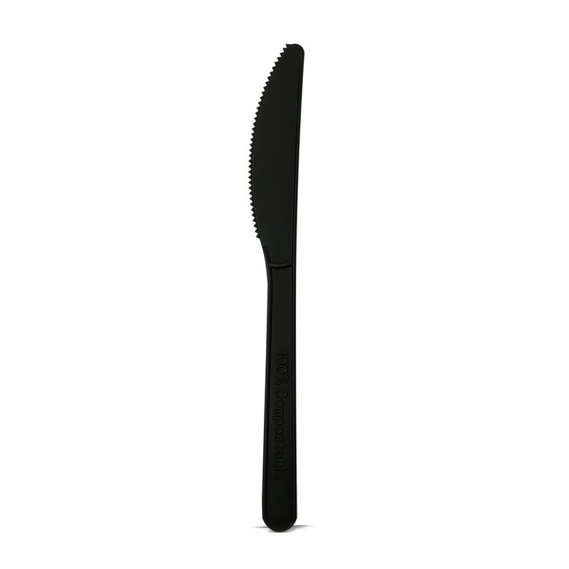 Couteau CPLA noir 15,7 cm x 50 unités