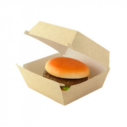 Boîte burger carton kraft brun 11 x 10 x 8 cm x 75 unités