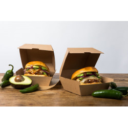 Boîte burger carton kraft brun 11 x 10 x 8 cm x 75 unités