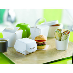 Mini boîte burger en carton blanc 9,8 x 9,5 x 5 cm x 25 unités