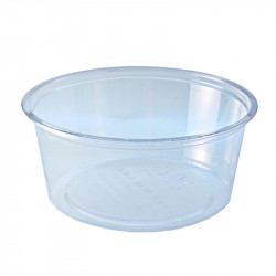 Pot rond PLA transparent - GPC325 100 ml Diam: 7,6 cm 7,6 x 6,6 x 3,2 cm x 100 unités