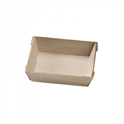 Barquette carrée en bois "Samouraï" 6 x 6 x 1,5 cm x 20 unités