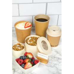 Pot carton kraft brun chaud et froid 490 ml Diam: 9,7 cm 9,7 x 7,5 x 9,8 cm x 50 unités