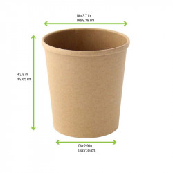 Pot carton kraft brun chaud et froid 490 ml Diam: 9,7 cm 9,7 x 7,5 x 9,8 cm x 50 unités