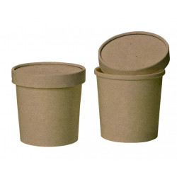 Pot carton kraft brun chaud et froid 490 ml Diam: 9,7 cm 9,7 x 7,5 x 9,8 cm x 50 unités