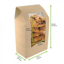 Boîte wrap carton brun à fenêtre (5% de plastique) 9,5 x 5,4 x 15,2 cm x 50 unités