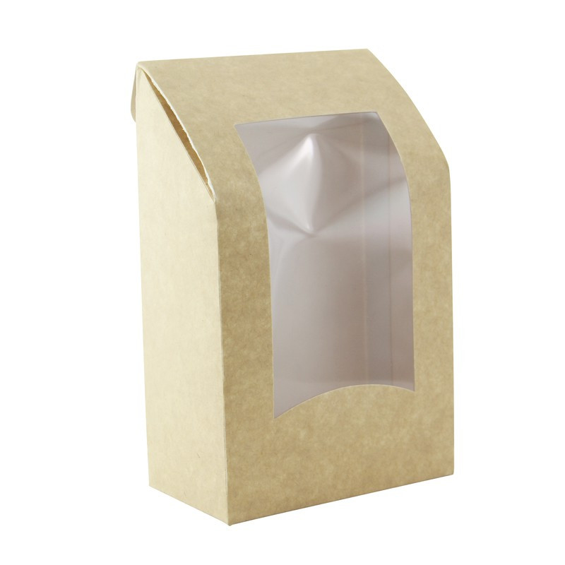 Boîte wrap carton brun à fenêtre PLA 9,5 x 5,4 x 15,2 cm x 50 unités