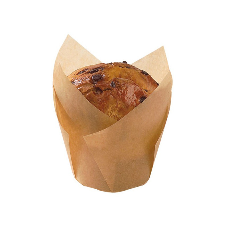 Caissette de cuisson papier tulipe brun siliconé "Krafty" Diam: 4,5 cm 4,5 x 4,5 x 8 cm x 24 unités