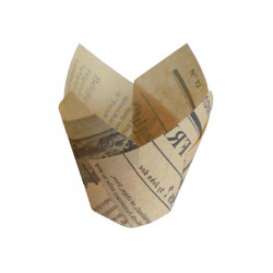 Caissette de cuisson papier tulipe brun imprimé journal "Newsie" Diam: 6 cm 6 x 6 x 10 cm x 12 unités