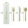 Kit couverts fibre de bambou et CPLA 3/1: couteau fourchette cuillère, emballage compostable 15 cm x 500 unités