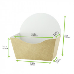 Emballage carton kraft pour burger intérieur blanc 13,5 x 6 x 13 cm x 50 unités