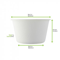 Gobelet pulpe blanc 240 ml Diam: 9,5 cm 9,5 x 6,2 x 5,5 cm x 50 unités