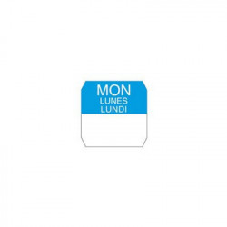Rouleau étiquette bleue lundi 2,5 x 2,5 cm - 1000 unités