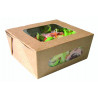 Boîte salade carton kraft brun à double fenêtre 1250 ml 15,9 x 13,6 x 6,5 cm - 30 unités