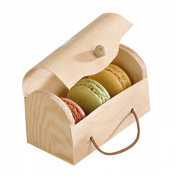Boîte mini buche bois pour 3 macarons 11 x 8 x 5,5 cm - 100 unités