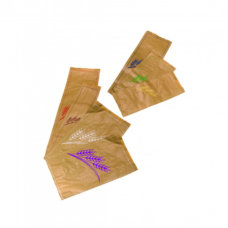 Sac à pain papier kraft brun décor marron 12 x 8 x 49 cm - 1000 unités