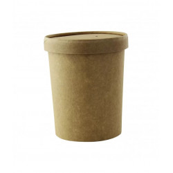 Pot carton brun chaud et froid avec couvercle carton 560 ml Diam: 9,7 cm 9,7 x 8 x 11,8 cm x 25 unités