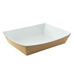 Panier à salade carton kraft brun laminé interieur blanc 850 ml 22 x 17 x 4 cm - 200 unités