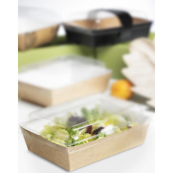 Panier à salade carton kraft brun laminé interieur blanc 850 ml 22 x 17 x 4 cm - 200 unités