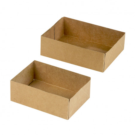 Boîte pâtissière carton brun sans couvercle 14 x 10 x 5 cm - 100 unités