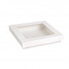 Boîte "Kray" carrée carton blanc avec couvercle à fenêtre 1000 ml 20,5 x 20,5 x 4 cm - 50 unités