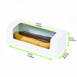 Boîte carton à fenêtre pour éclair ou macaron 15 x 6 x 5 cm - 50 unités