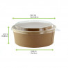 Saladier rond en carton kraft avec couvercle plastique PET "Buckaty" 1200 ml Diam: 18,5 cm 18,5 x 16,1 x 6,5 cm - 25 unités