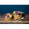 Saladier rond en carton kraft avec couvercle plastique PET "Buckaty" 1200 ml Diam: 18,5 cm 18,5 x 16,1 x 6,5 cm - 25 unités