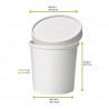 Pot carton blanc chaud et froid avec couvercle carton 470ml 9,7x7,5x10cm - 25 unités