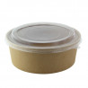Saladier rond en carton kraft avec couvercle plastique PP "Buckaty" 1200ml  Diam:18,5 cm 18,5x16,1x6,5 cm x 25 unités
