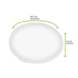 Couvercle réemployable en plastique RPET translucide  H7 mm, 4pcs