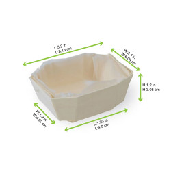 Moule de cuisson bois "Minini" avec caissette papier dont les dimensios 9*6,5*3,5 90 ml 9 x 6,5 x 3,5 cm x 20 unités