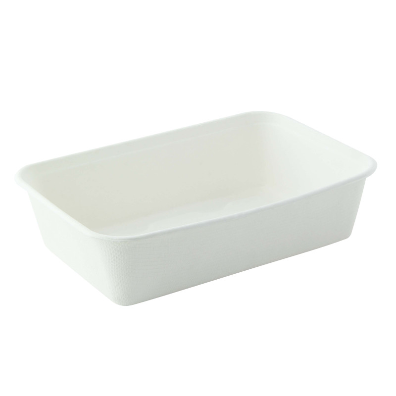 Barquette blanche en pulpe 500 ml 17,2 x 11,6 x 4 cm x 25 unités