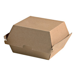 Boîte burger carton kraft brun microcannelé 14,5 x 13 x 7,8 cm x 50 unités