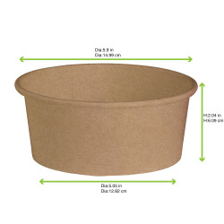 Pot à salade en kraft brun 700 ml Diam : 15 cm 15x12,8x 6 cm x 45 unités