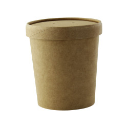 Pot carton brun chaud et froid avec couvercle carton 490 ml Diam: 9,7 cm 9,7 x 7,5 x 9,5 cm x 25 unités