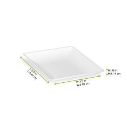 Assiette carrée blanche en pulpe "BioNChic" 9 x 9 cm x 100 unités