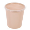 Bol Reemp beige en plastique PP avec couvercle transparent  1000ml Ã˜120mm H125 mm, 50pcs