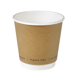 Gobelet en carton brun à double paroi sans matière plastique, Waterbased Ø90mm H86 mm, 25pcs